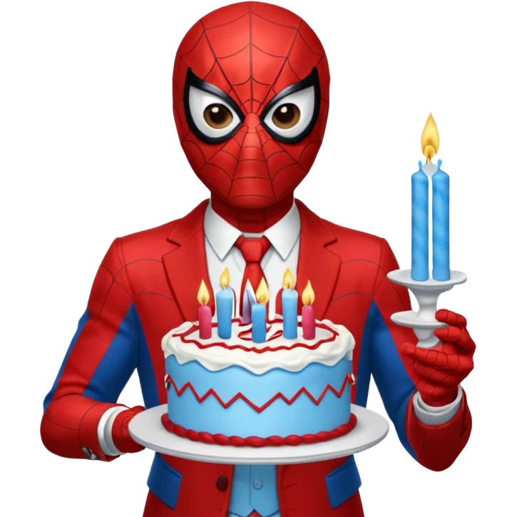 Spider-Man with a happy birthday cake emoji