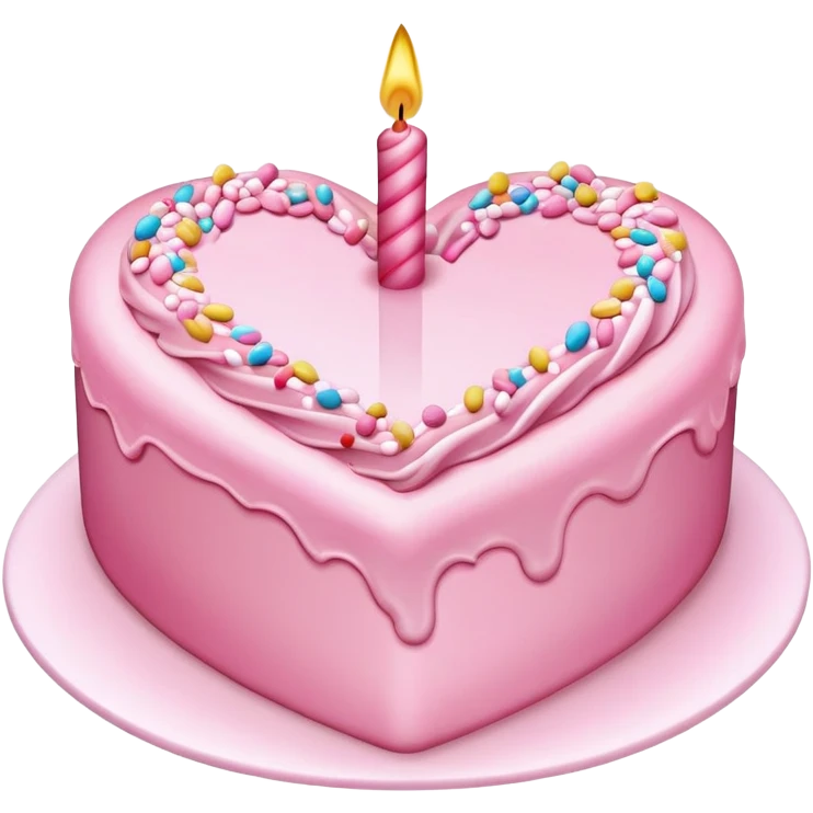 Pink heart shaped birthday cake emoji