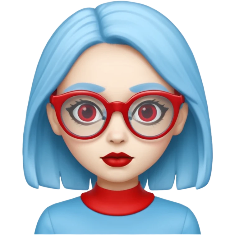 Ghoulia yelps monster high, pale white-blue skin, red glasses emoji