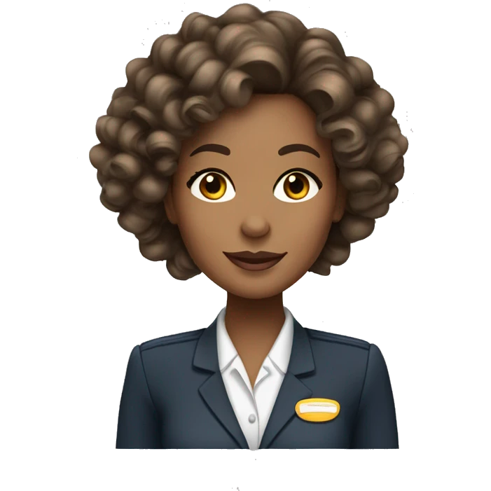 pretty brown flight attendant with long flowy curly brown hair and long eyelashes  emoji