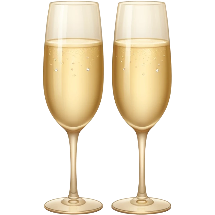 
2 light beige champagne glasses are knocked against each other emoji