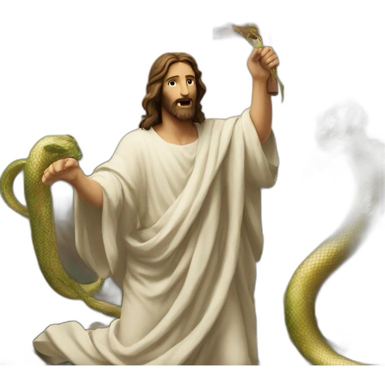 Jesus defeats the serpent emoji