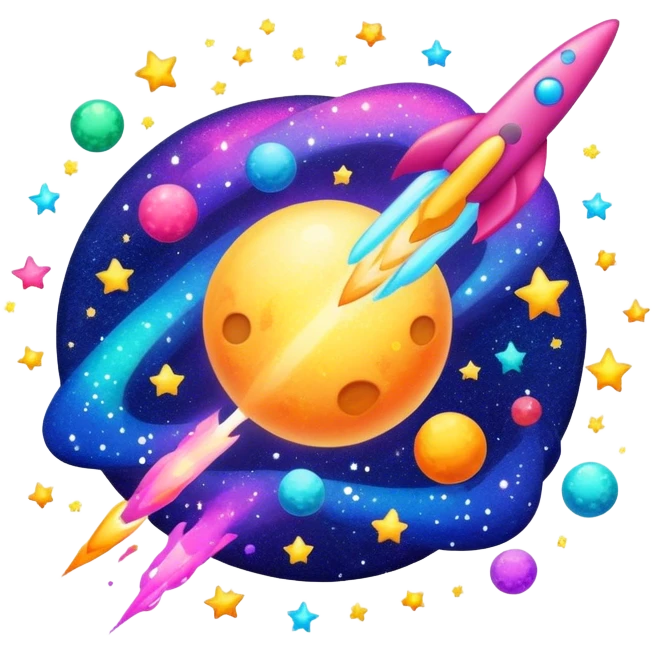 Outer space with colorful glitter bursting through  emoji