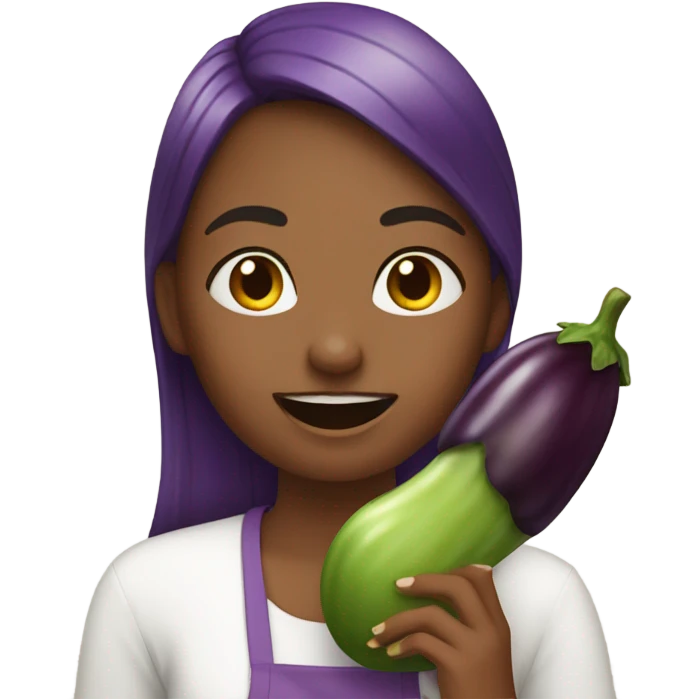 egg plant girl eating emoji