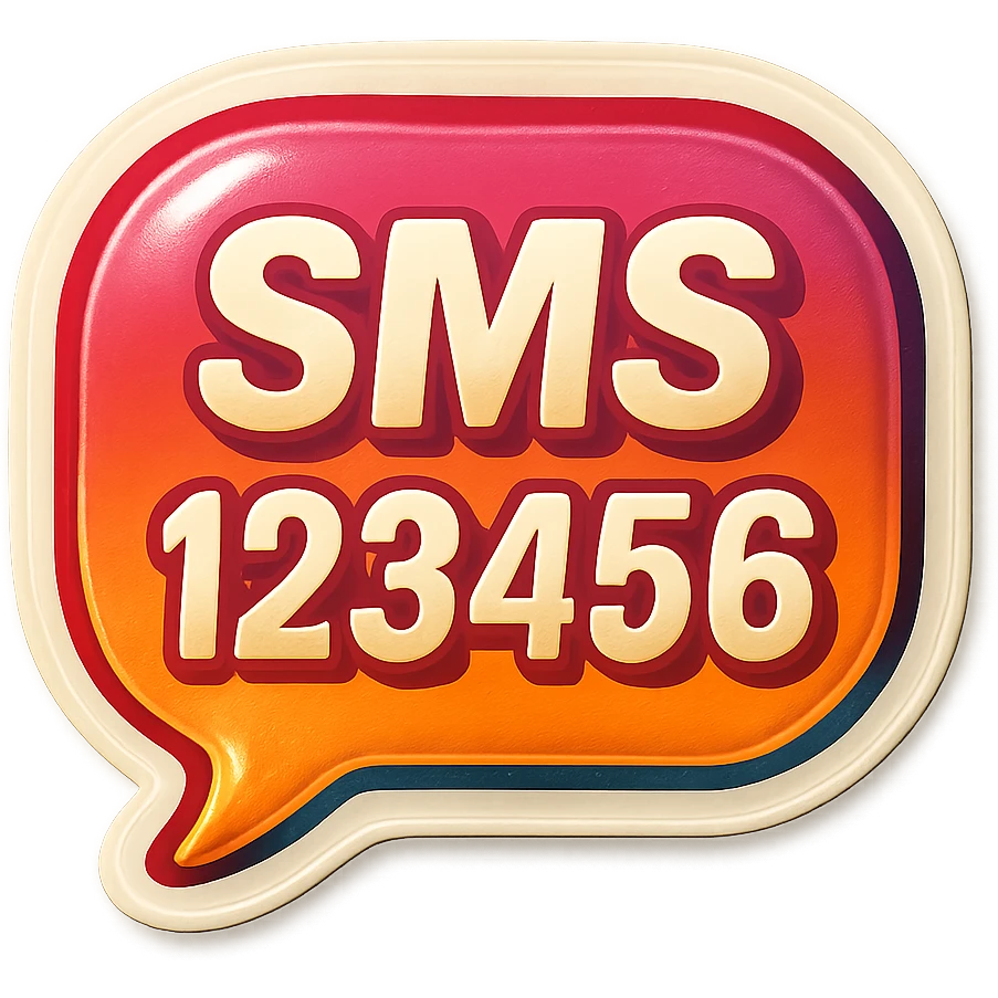 A message bubble with an SMS code, vintage design and bright colors emoji