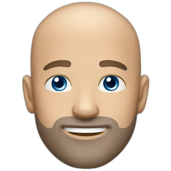 Handsome Shaved head man with short white beard and blue  eyes emoji
