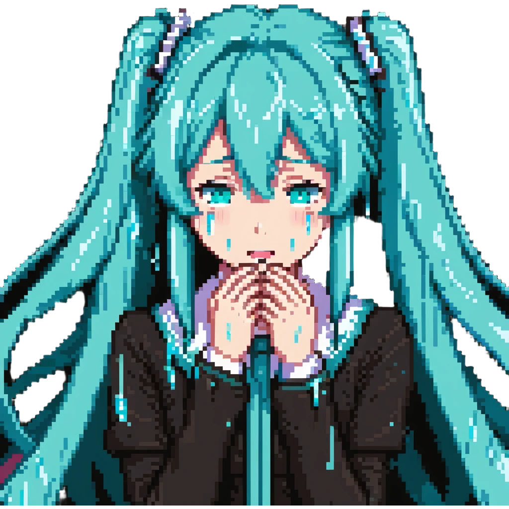 Hatsune Miku crying reaction with tears emoji