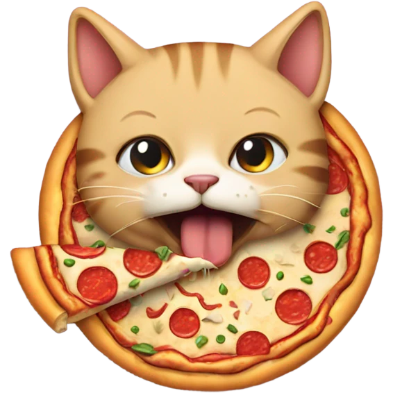 Cat eating pizza emoji