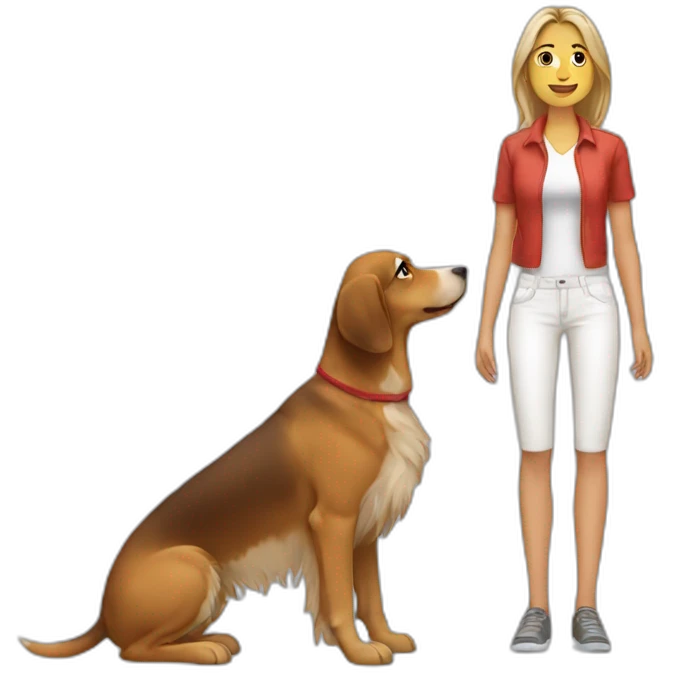 Woman con dog braco alemán  emoji