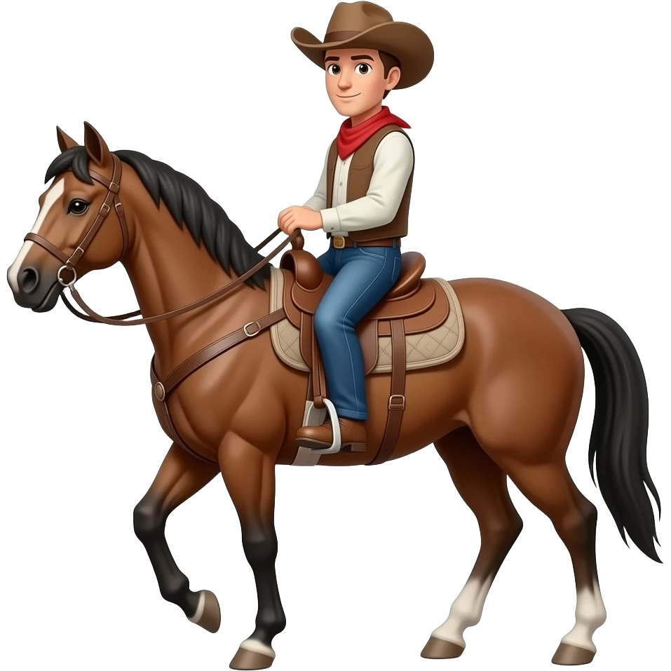 Un vaquero montado en su caballo emoji