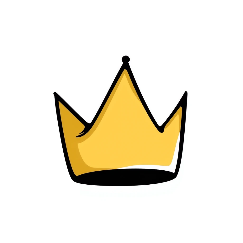 a golden crown, hand drawn doodle style emoji