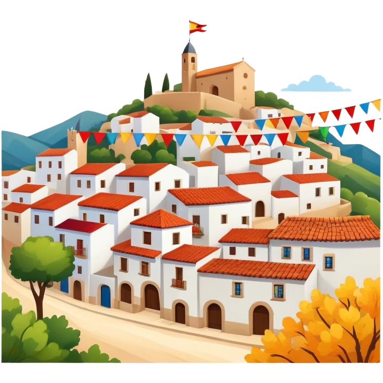 Un pueblo de España con banderines emoji