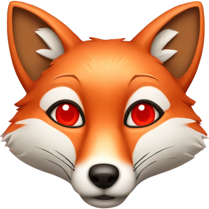 deep lush red fox face with tiny red heart instead of eyes emoji