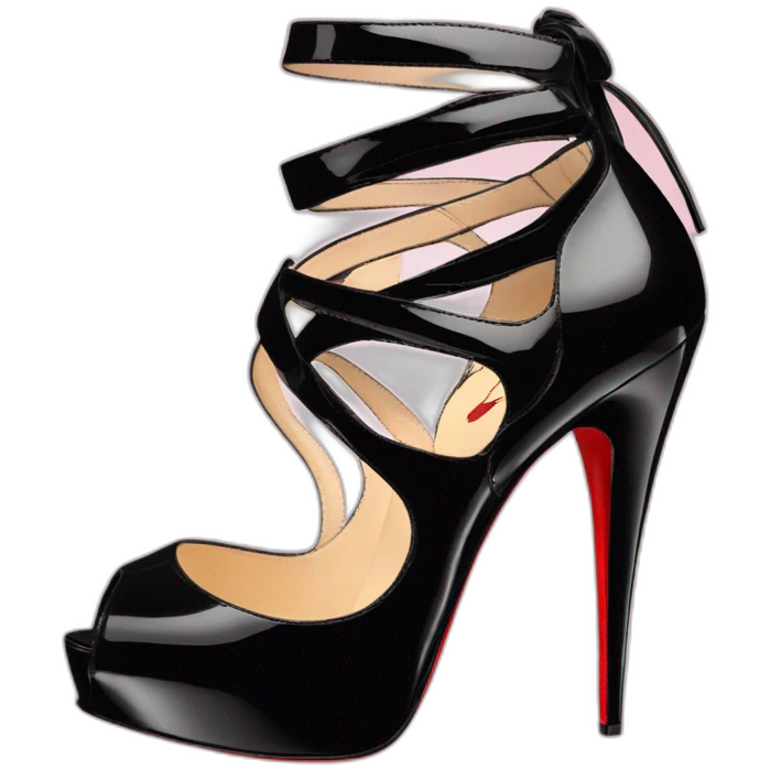 Louboutin Black patent Leather Lady Peep Toe Platform emoji