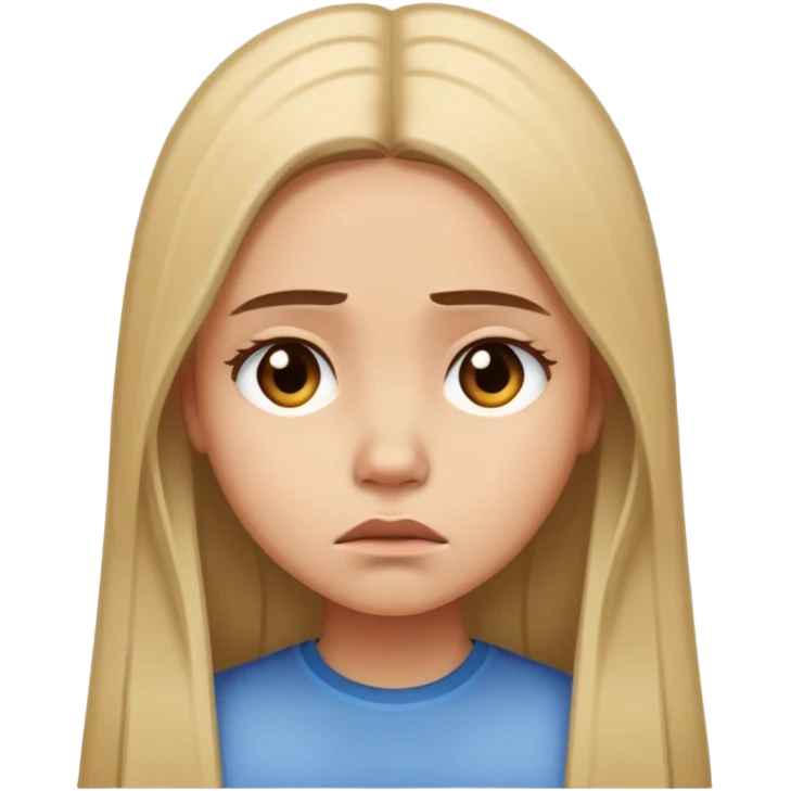 Girl showing sadness, light skin tone, long straight hair emoji