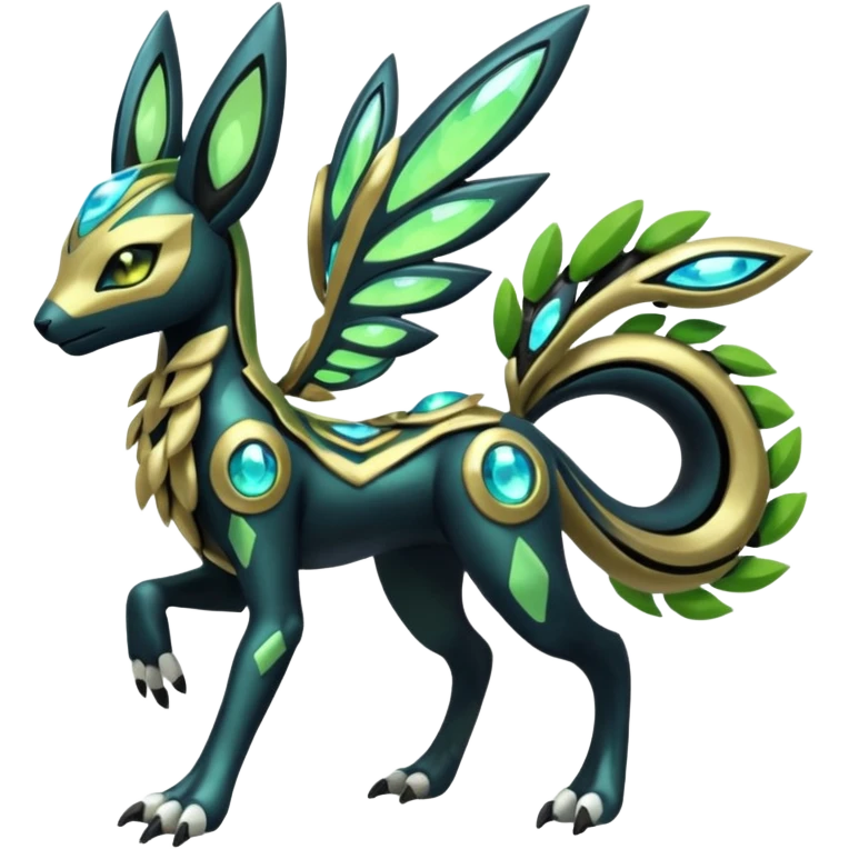 Exotic Futuristc Meloetta-Zygarde-Zeraora-Protogen-Palkia-hybrid-fusion-Fakémon-creature, full body emoji