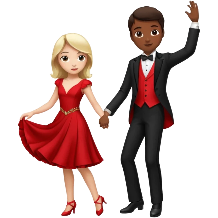 Ballroom dancing with girlred and boyblack  girl bend on his hand emoji