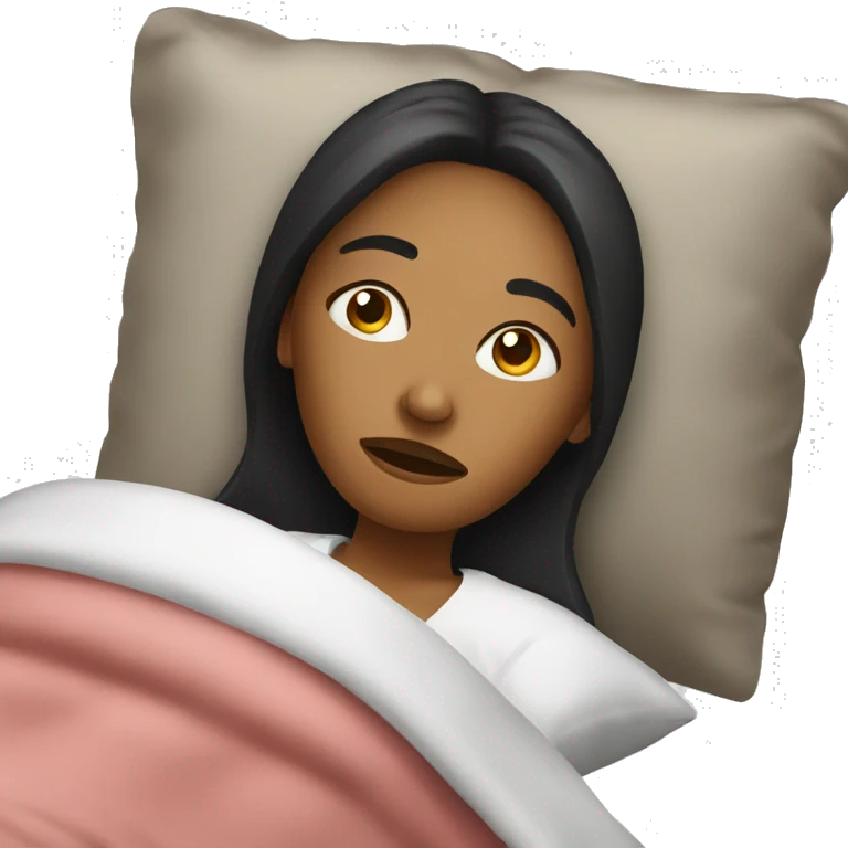 Woman in bed sick emoji