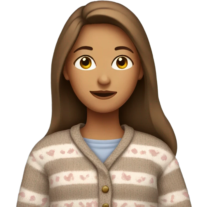  Lady with long brown hair in pajamas and a sweater  emoji