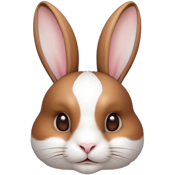 Cinematic Noble White and Brown Rabbit Portrait Emoji, Poised and regal, with a balanced, compact build and a beautifully patterned fur of pristine white accented by rich brown patches, long, alert ears and deep-set soulful eyes, Simplified yet sharp and sophisticated features, highly detailed, glowing with a soft, dignified glow, high shine, intelligent and gentle, stylized with an air of refined charm, focused and attentive, soft glowing outline, capturing the essence of a watchful and confident companion, so majestic it feels as though it could hop out of the screen with effortless authority! emoji