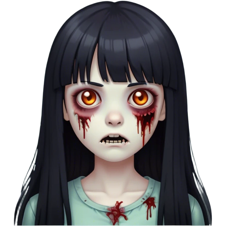 zumbie girl with black long straight hair with bangs (like this 🧟‍♀️) emoji
