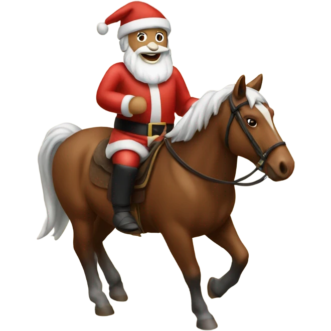 Santa riding a brown horse  emoji