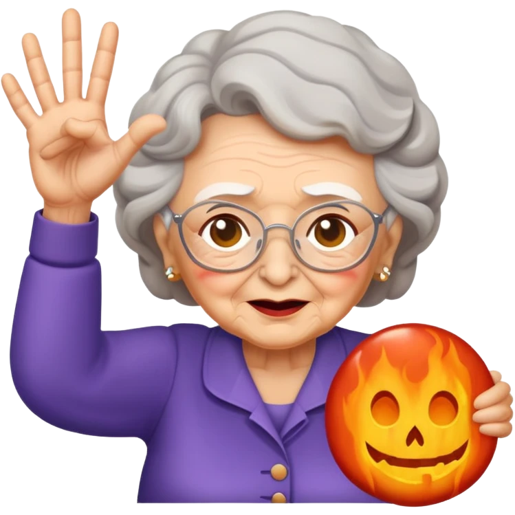 Grandma holding hell yeah sign emoji