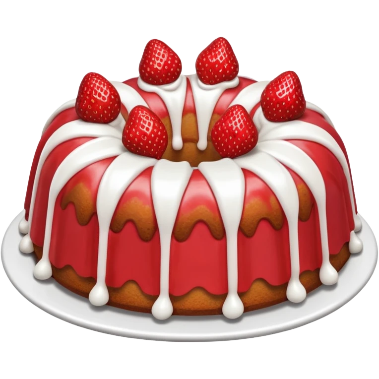 Strawberry Bundt cake with white icing  emoji