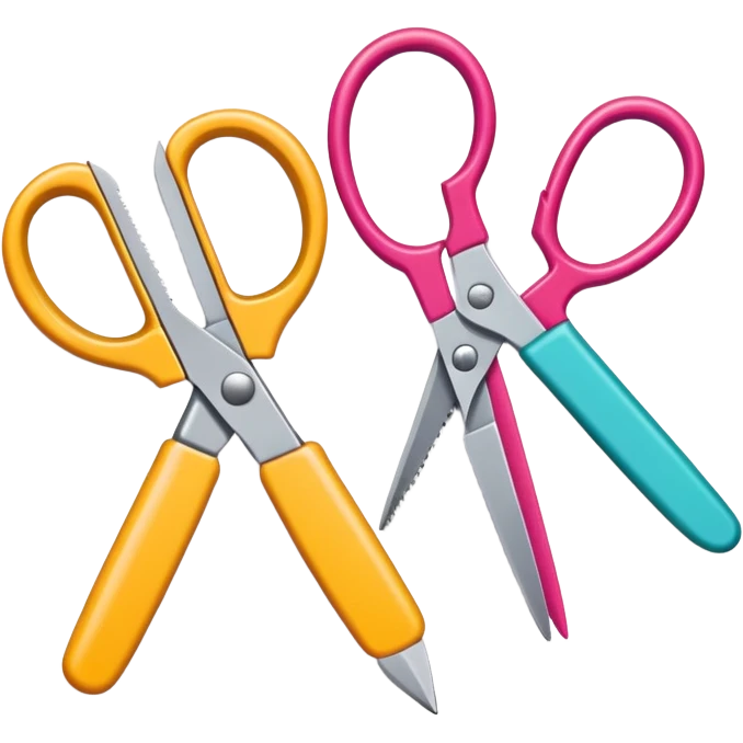 pair of scissors and cut paper shapes, fun and inviting emoji