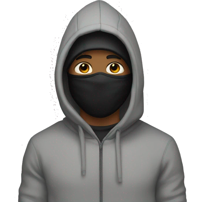 Guy with black Nike skii mask and hoodie over head emoji