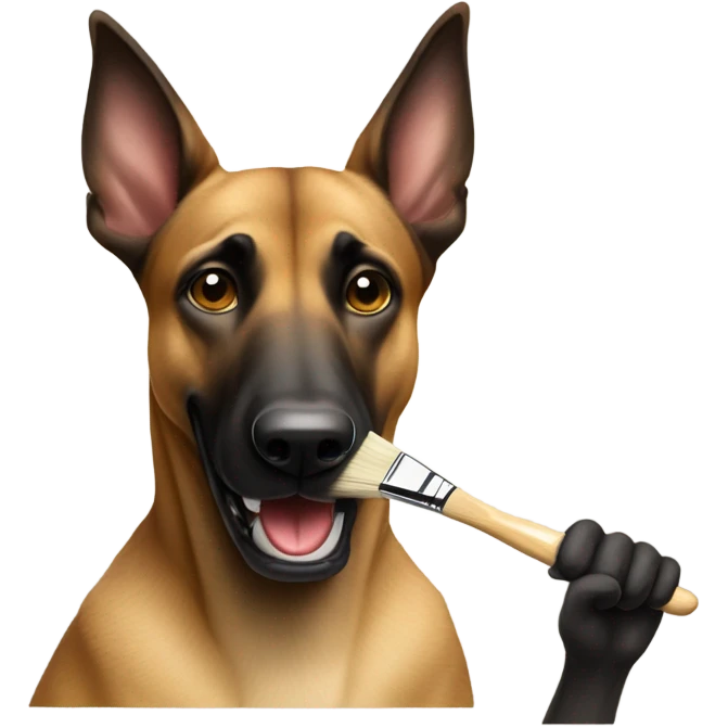 malinois holding a painting brush emoji
