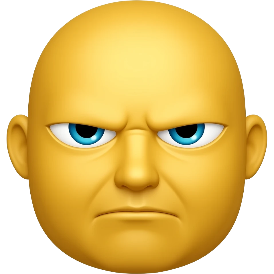 Yellow head squinting emoji