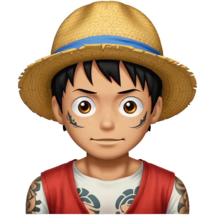 Luffy with tattooed emoji