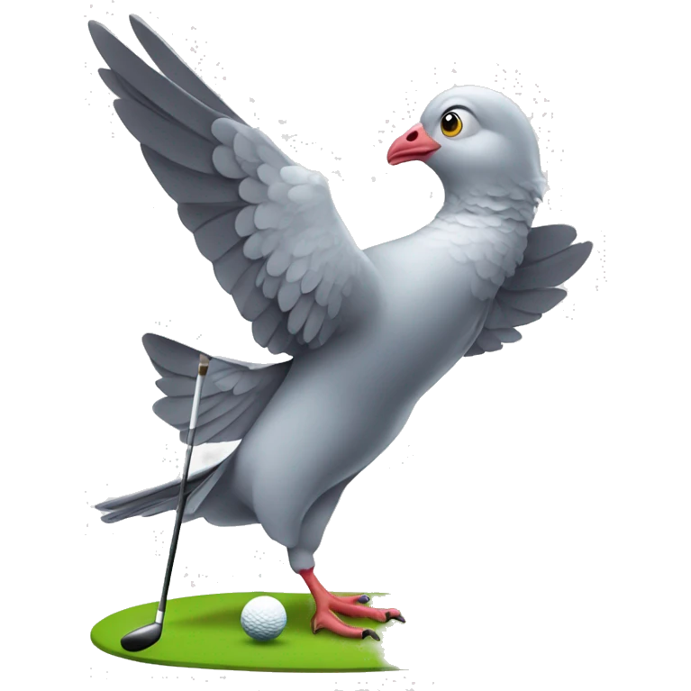 Pigeon playing golf emoji