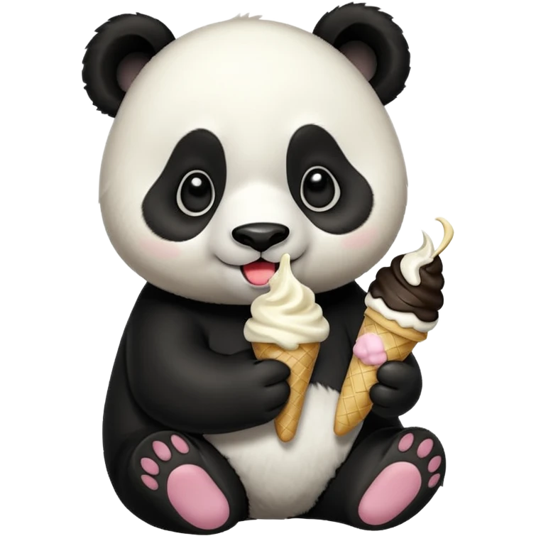 Panda eating ice cream emoji