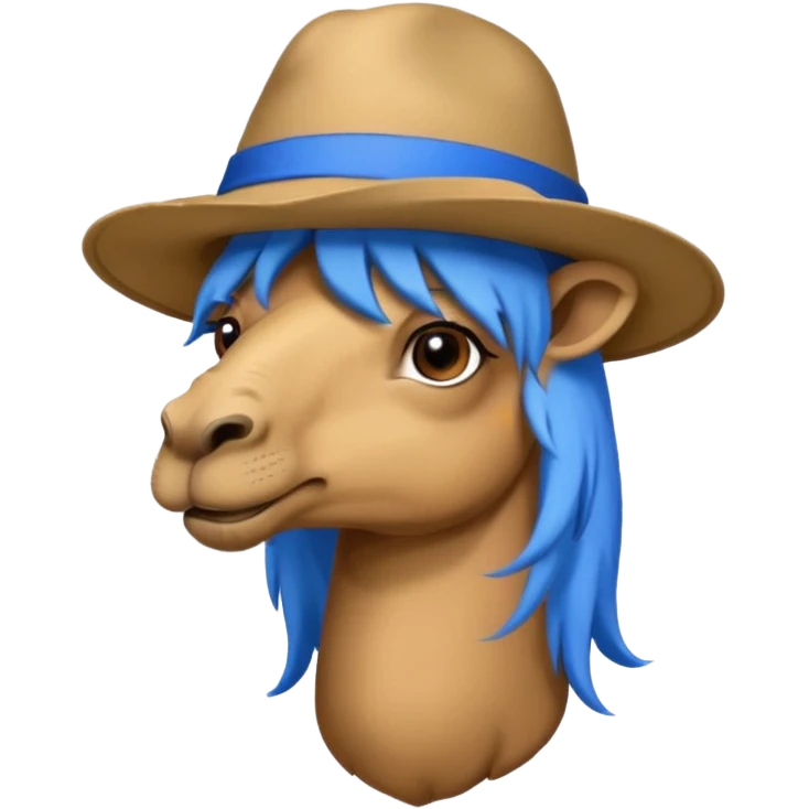 camel face with blue hair and hta emoji