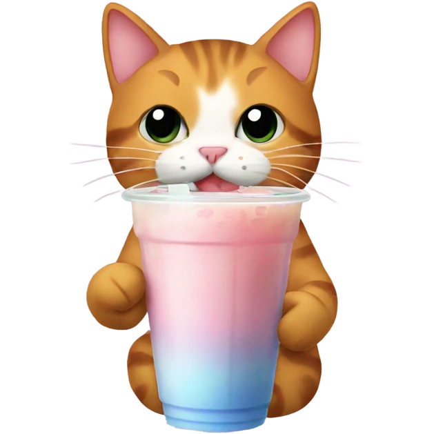 A silly cat drinking boba tea emoji