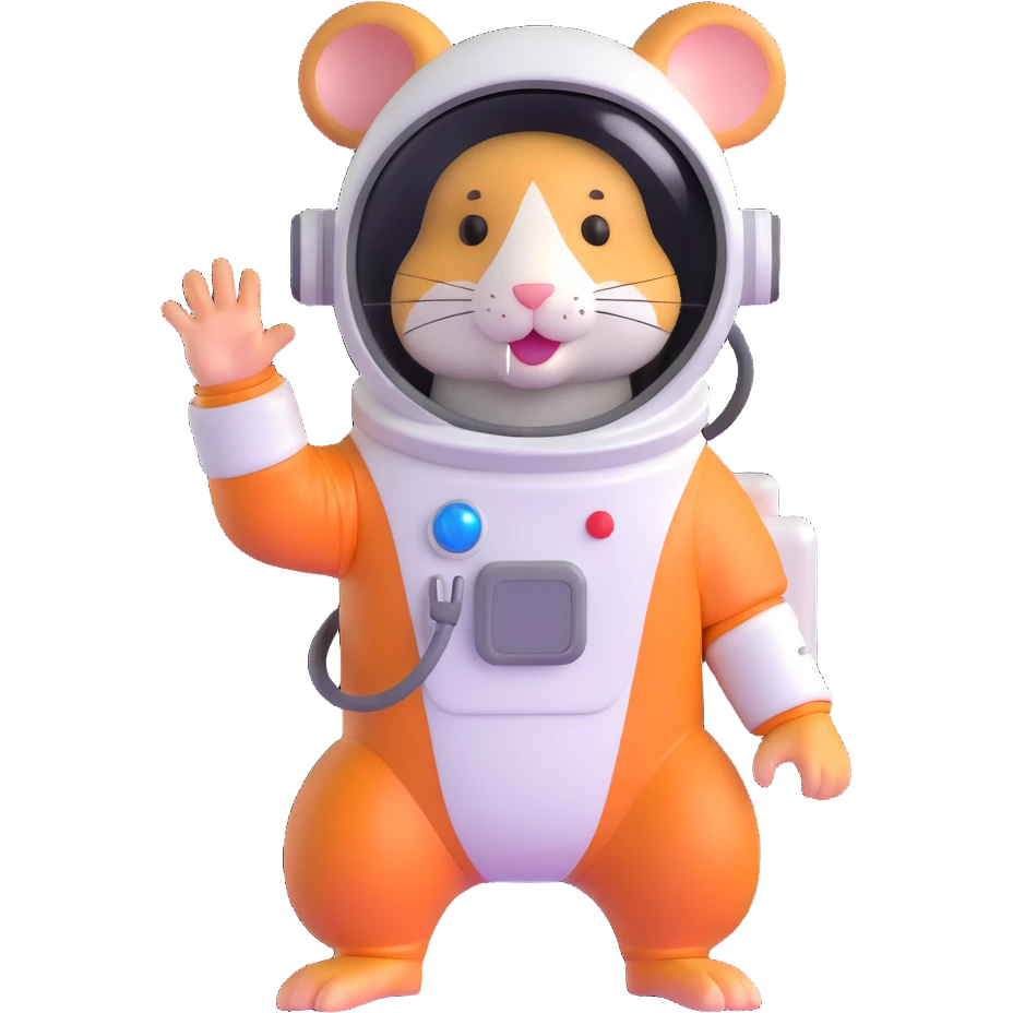 space hamster in a spacesuit waving his hand emoji