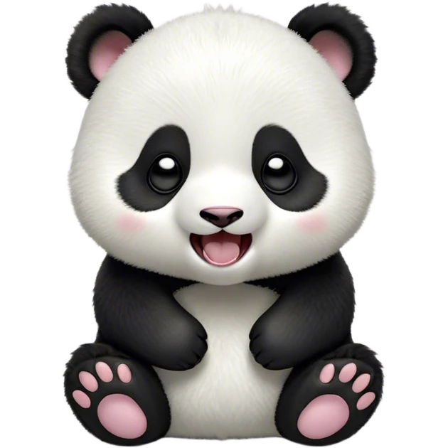 Cinematic Cute Yawning Baby Panda Portrait Emoji, Head tilted slightly with a dramatic, wide-open yawn, showcasing a soft, fuzzy black and white Fur with droopy ears, round eyes barely open in drowsy contentment, Simplified yet irresistibly adorable features, highly detailed, glowing with a soft, cozy glow, high shine, relaxed yet expressive, stylized with a touch of gentle whimsy, bright and endearing, soft glowing outline, capturing the essence of a sleepy yet affectionate baby panda, so drowsy it feels like it could curl up out of the screen for a nap! emoji