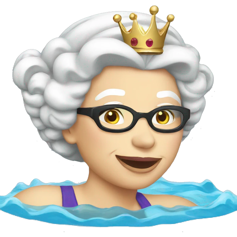 Queen Elizabeth swimming in pool emoji