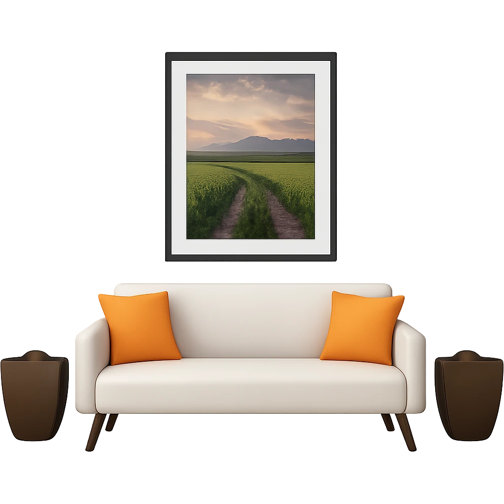 Add a simple photo inside the modern black picture frame. Keep the background transparent. emoji