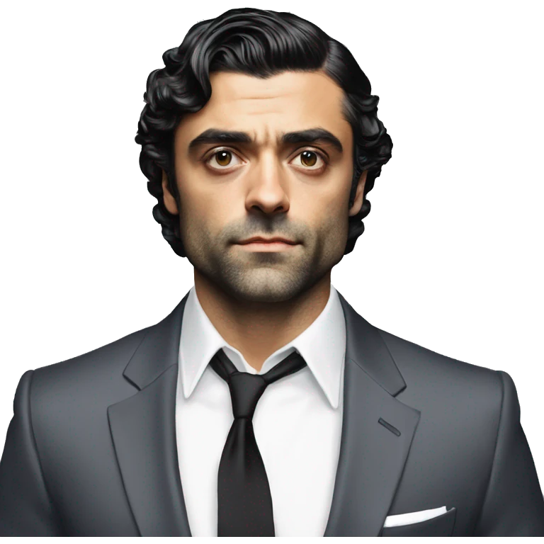 Oscar Isaac in a suit and tie sweaty, shirt clinging to his body emoji