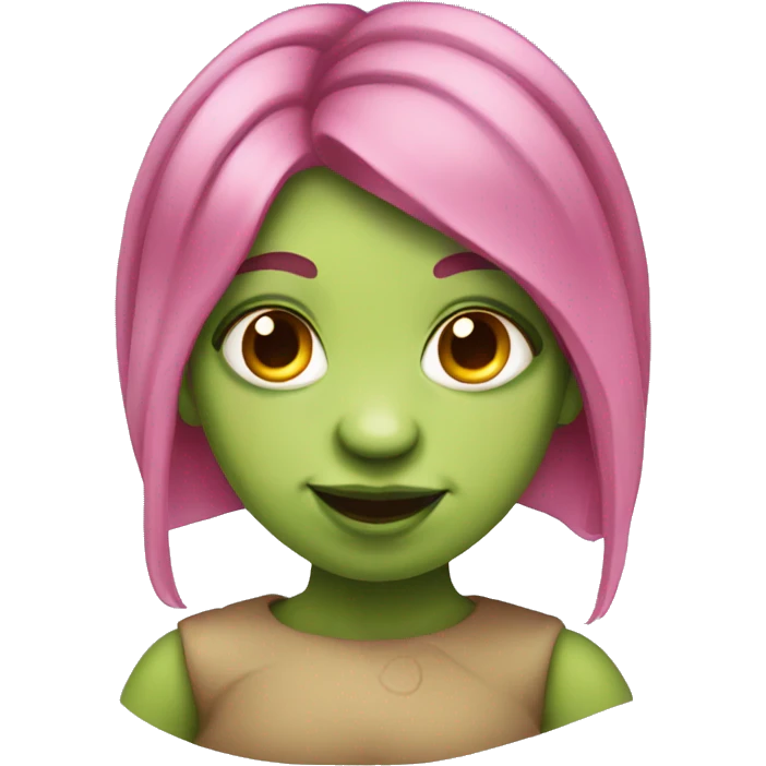 female ogre with pink hair and a nose ring emoji