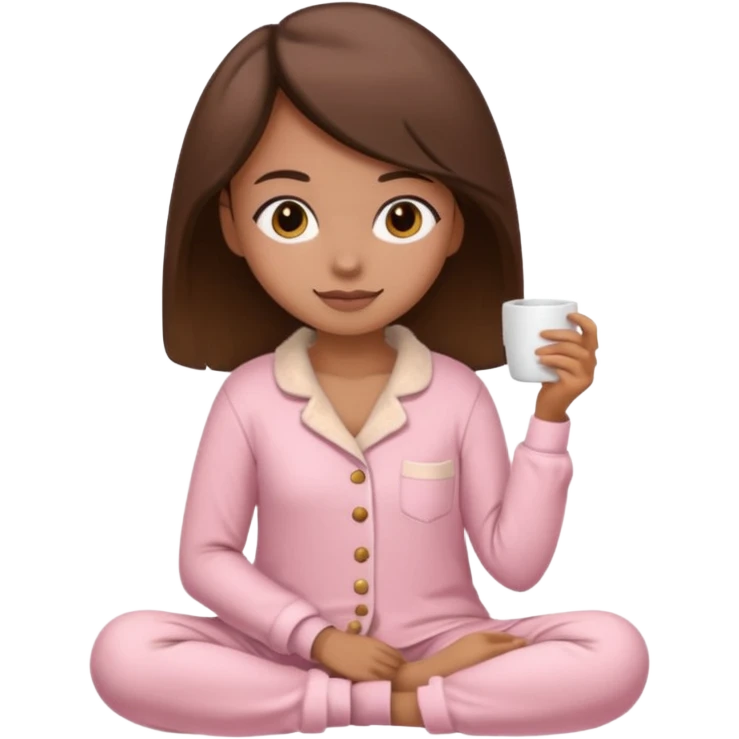 Brown and soft pink cozy two pieces lady pijama emoji
