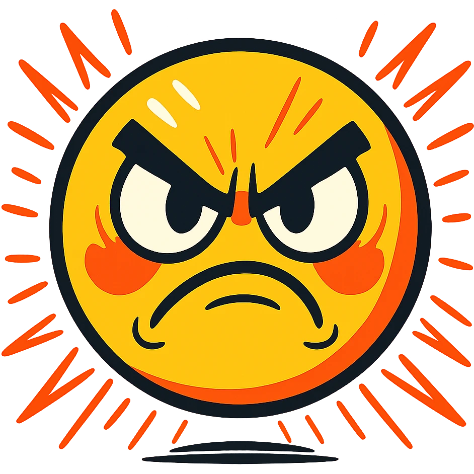 revenge emoji, cartoon style, dramatic action lines, intense glare, vibrant and playful emoji
