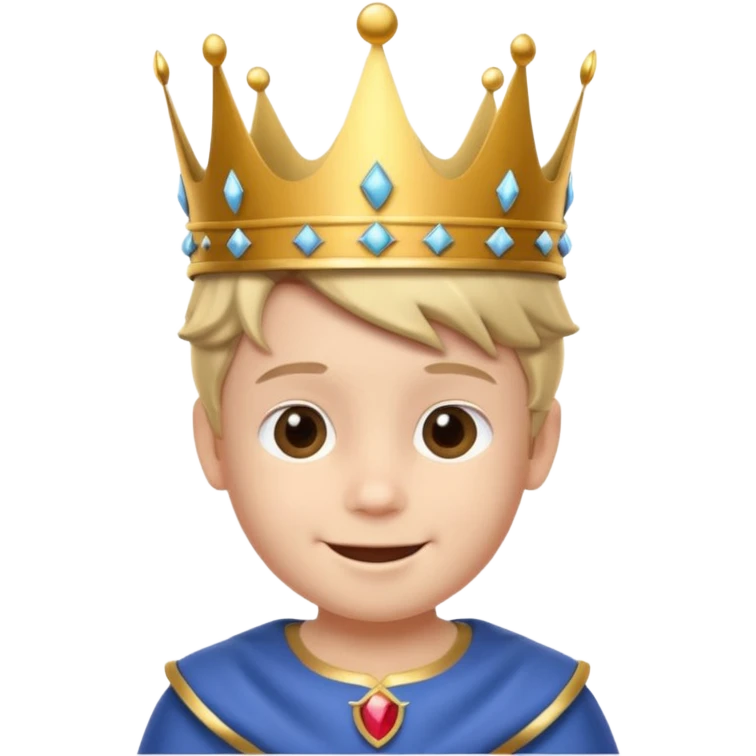 Royal Kid boy with fancy crown head 3d only face emoji