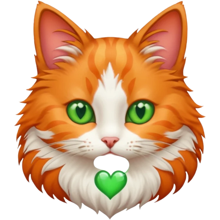 A cat with green eyes and a heart emoji
