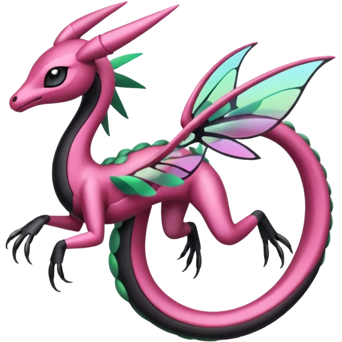 Magenta, black and white Meloetta-Flygon-Gorebyss-Salazzle-Pokémon-Fakémon-creature-fusion-hybrid emoji