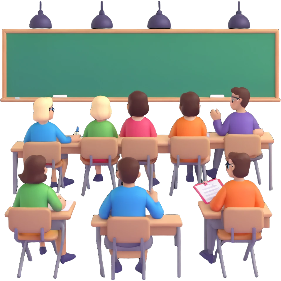 five people sitting in classroom during education session emoji