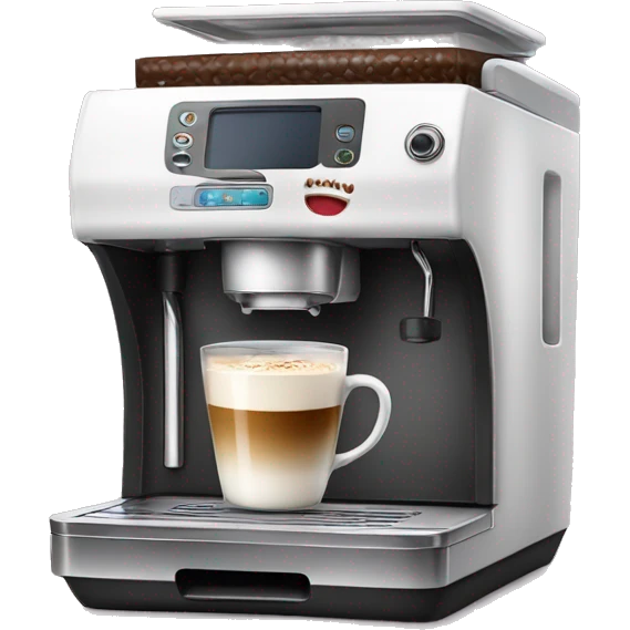 Coffee machine with mug and milk emoji